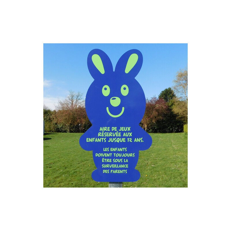 Panneau Aire de Jeux lapin (wlapi). Panneau vert . Lettrage blanc . - Panneau vert - Lettrage blanc