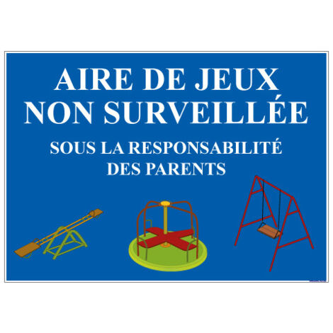 PANNEAU AIRE DE JEUX NON SURVEILLEE (H0203) - Plastique PVC 1,5 mm - 300 x 210 mm