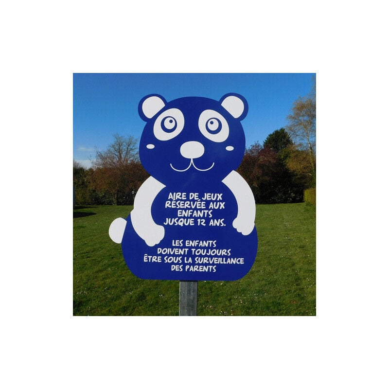 Panneau Aire de Jeux panda (wpand). Panneau jaune . Lettrage noir . - Panneau jaune - Lettrage noir