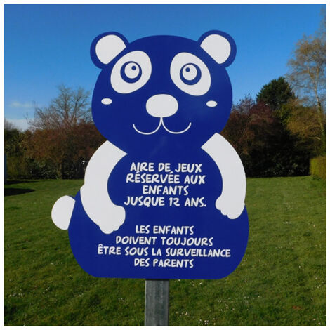 Panneau Aire de Jeux PANDA (WPAND). Panneau bleu . Lettrage blanc . - Panneau bleu - Lettrage blanc
