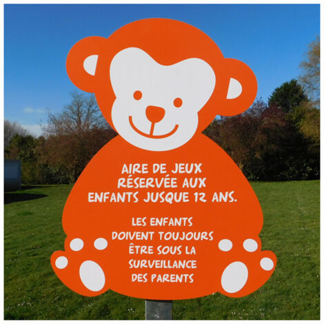 PANNEAU AIRE DE JEUX SINGE (WSING). Panneau blanc . Lettrage noir .  - Panneau blanc - Lettrage noir