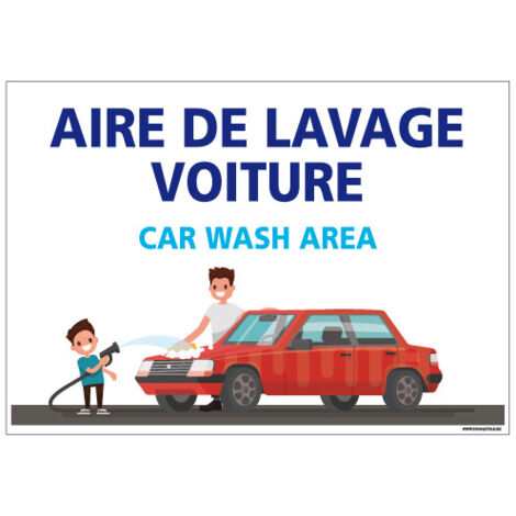 PANNEAU AIRE DE LAVAGE VOITURE (H0301) - Aluminium 2 mm - 210 x 150 mm