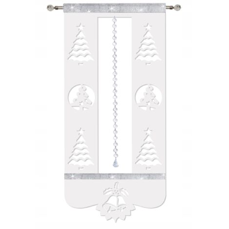 Panneau ajouré rideau CHRISTMAS sapin de Noël cloche cristal GLAMOUR brillant