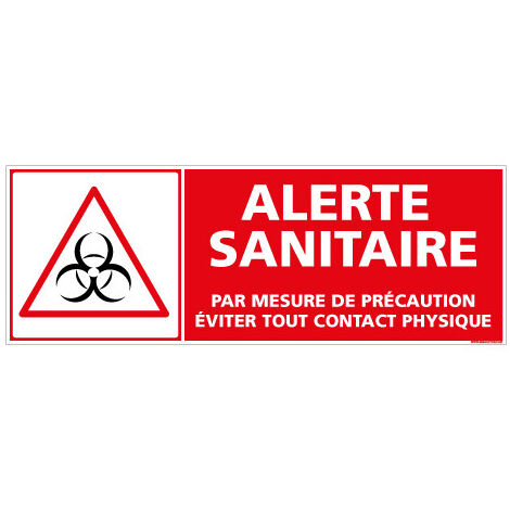 PANNEAU ALERTE SANITAIRE COVID19 - EVITER TOUT CONTACT PHYSIQUE (C1507) - Plastique PVC 1,5 mm - 500 x 180 mm