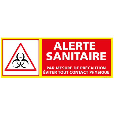 PANNEAU ALERTE SANITAIRE COVID19 - EVITER TOUT CONTACT PHYSIQUE (C1509) - Adhésif - 210 x 75 mm