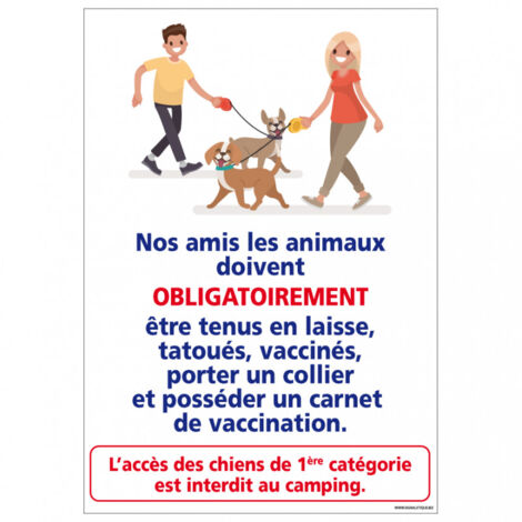 PANNEAU ANIMAUX TENUS EN LAISSE (H0311) - Adhésif - 210 x 300 mm