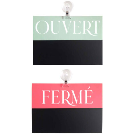 Panneau ardoise "Ouvert - Fermé" en PVC format A5 avec fixation ventouse
