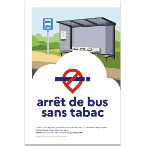 Panneau "Arrêt de bus sans tabac" – Décret 2025-582 – ADHÉSIF – Format 15x21 cm – Signalétique obligatoire