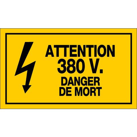 Panneau Attention 380V danger de mort - Rigide 330x200mm - 4161372