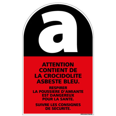 PANNEAU ATTENTION CONTIENT DE LA CROCIDOLITE ASBESTE BLEU (C0778) - Adhésif - 75 x 105 mm