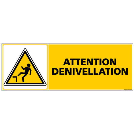 Panneau ATTENTION DENIVELLATION (C0276) - Adhésif - 210 x 75 mm