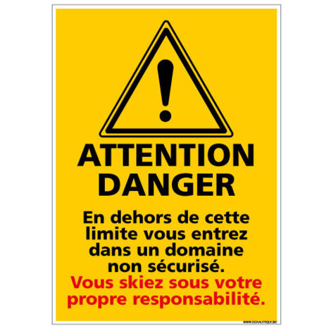 PANNEAU ATTENTION DOMAINE NON SECURISE (C1456) - Adhésif - 75 x 105 mm