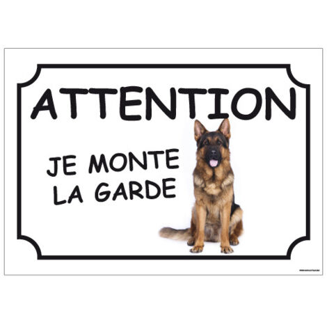 PANNEAU ATTENTION JE MONTE LA GARDE (H0280) - Adhésif - 420 x 300 mm