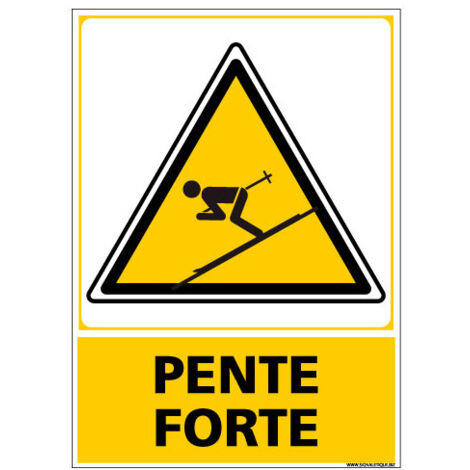 PANNEAU ATTENTION PENTE FORTE (C1447) - Adhésif - 150 x 210 mm
