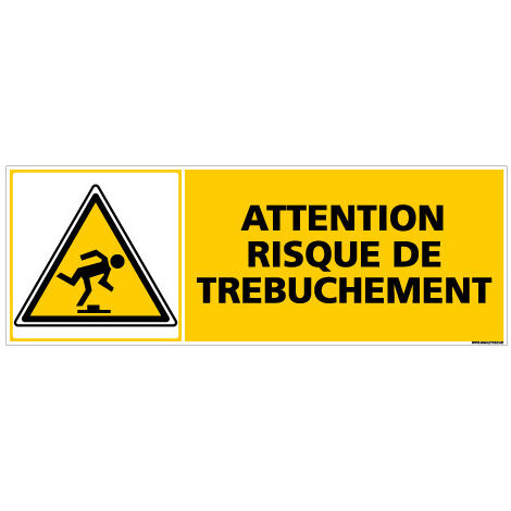 Panneau ATTENTION RISQUE DEETREBUCHEMENT (C0304) - Adhésif - 210 x 75 mm