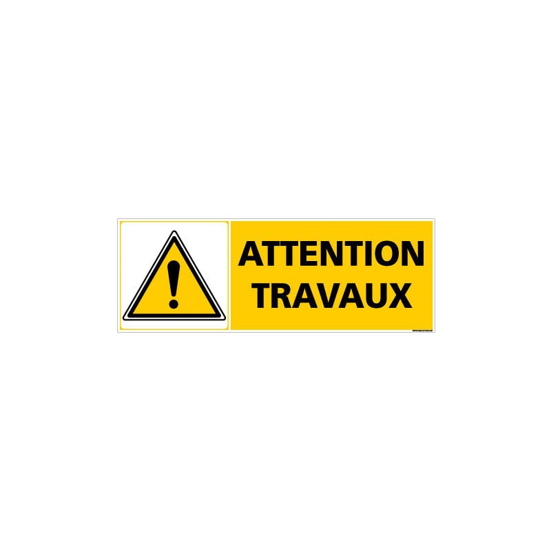 Signaletique.biz France - Panneau attention travaux (C0955) - Aluminium 2 mm - 700 x 250 mm