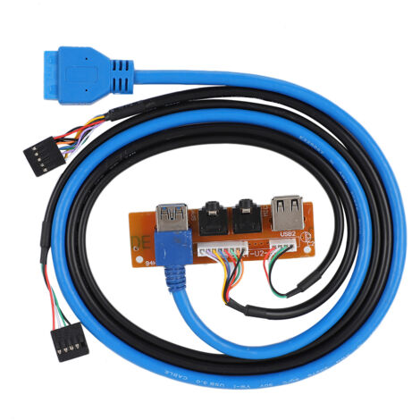 Panneau avant pour boîtier PC avec interface audio, ports USB 3.0/2.0 et câbles inclus