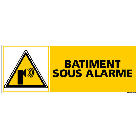 Panneau BATIMENT SOUS ALARME (C0319) - Adhésif - 210 x 75 mm
