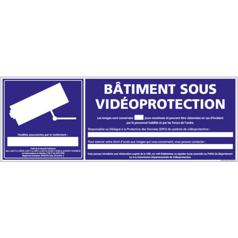 Panneau BATIMENT SOUS VIDEO PROTECTION (G1069) - Adhésif - 210 x 75 mm