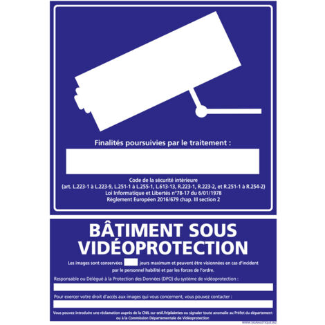 PANNEAU BATIMENT SOUS VIDEO PROTECTION (G1212) - Adhésif - 75 x 105 mm