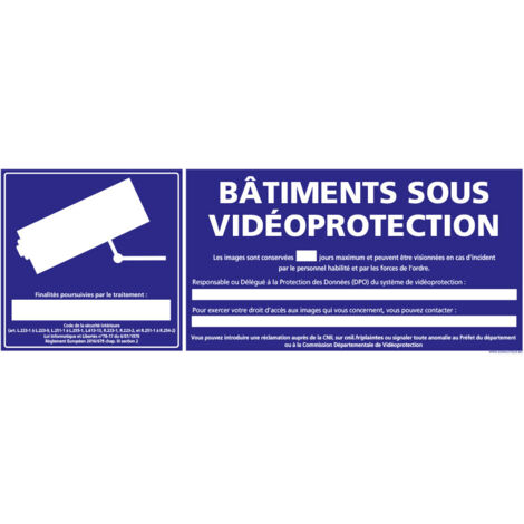 PANNEAU BATIMENTS SOUS VIDEO PROTECTION (G1176) - Adhésif - 210 x 75 mm