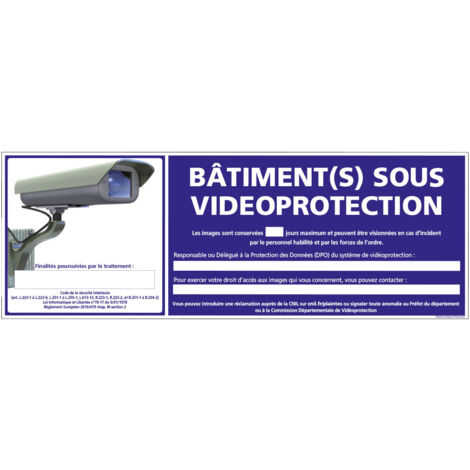 PANNEAU BATIMENT(S) SOUS VIDEOPROTECTION (G0845-LOI-B-NEW) - Adhésif - 210 x 75 mm
