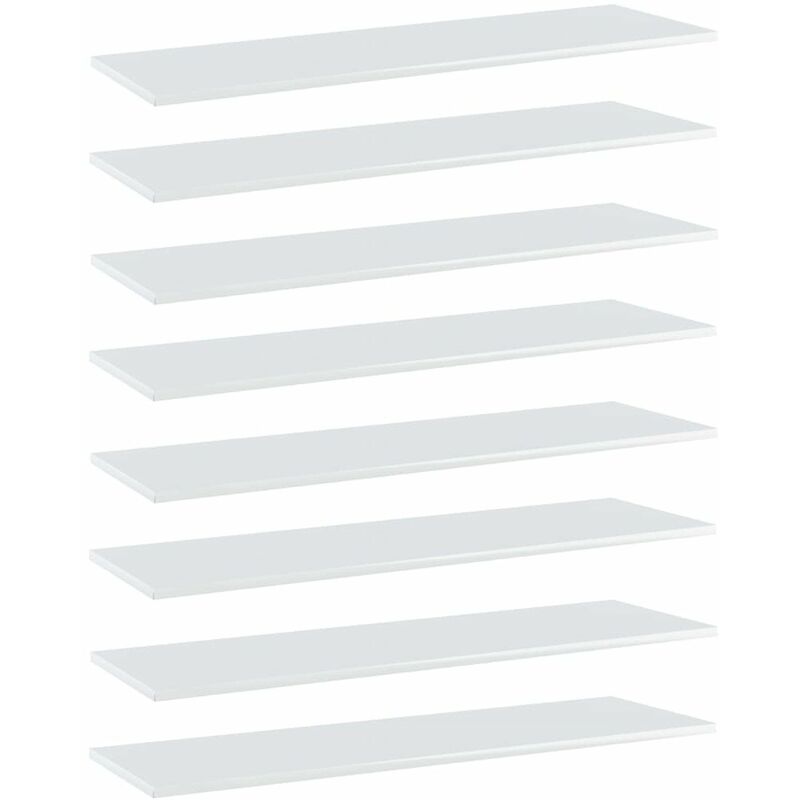 Panneau bibliotheque 8pcs Blanc brillant 100x30x1,5cm Agglomere