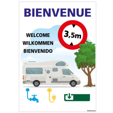 PANNEAU BIENVENUE - AIRE POUR CAMPING-CAR (H0457) - Adhésif - 75 x 105 mm