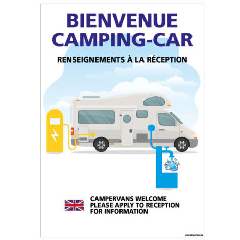 PANNEAU BIENVENUE AU CAMPING-CAR (H0456) - Aluminium 2 mm - 150 x 210 mm