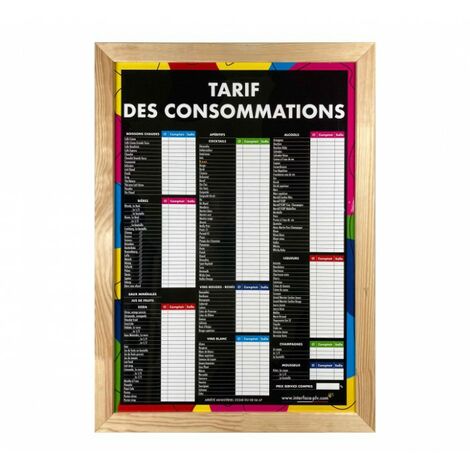 Panneau bois brut TARIF DES CONSOMMATIONS moderne format A1