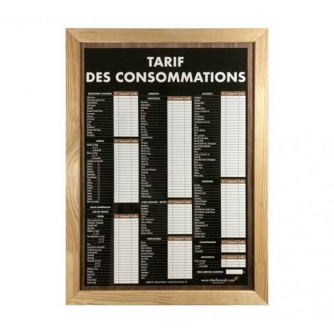 Panneau bois brut TARIF DES CONSOMMATIONS traditionnel format A1