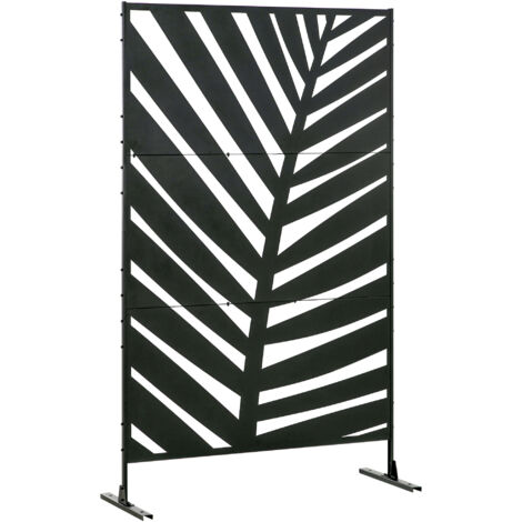Panneau brise vue décoratif en acier thermolaqué noir – Dimensions 122x198 cm – Protection visuelle et esthétique pour balcon ou jardin – MH