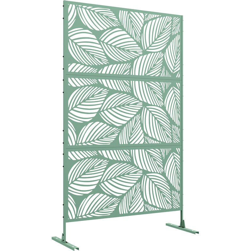 Panneau brise vue décoratif paravent extérieur motif végétal métal vert - Vert