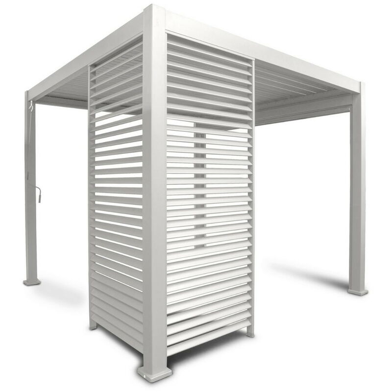 Panneau brise-vue latéral à ventelles 1,2 m pour pergola bioclimatique ombrea - Blanc - Chalet&jardin