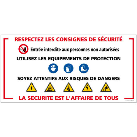 Panneau Chantier "Respectez les consignes de sécurité" (W0032). À l'unité .  - À l'unité