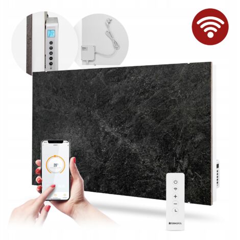 Panneau chauffant en céramique 1000W AVEC WIFI GRIS MARBRE décoratif hybride