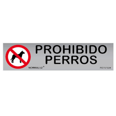 Panneau chien interdit adhésif inox 5x20cm rd707024