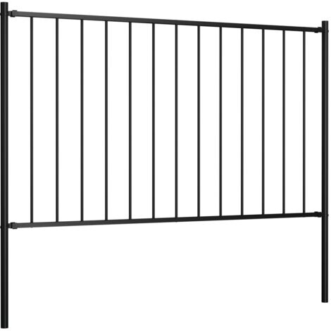 Panneau clôture et poteaux acier enduit de poudre 1,7x1 m noir CFW6332238