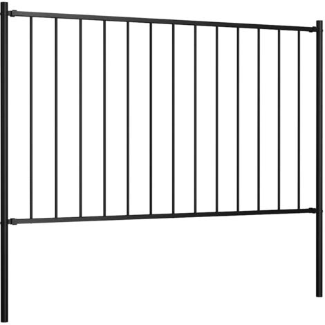 Panneau clôture et poteaux simple pour sécurité Acier enduit poudre 1,7x1,25 m Noir -93080