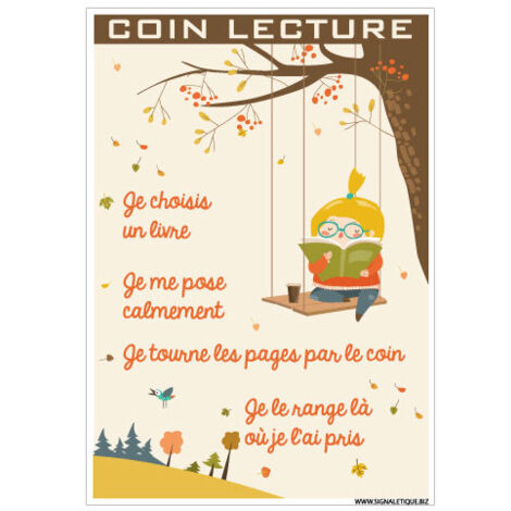 PANNEAU COIN LECTURE (G1509) - Adhésif - 75 x 105 mm