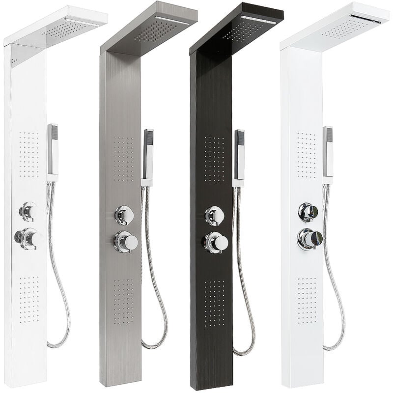 Aqrau - Panneau Colonne de Douche Acier Inox, Colonne de Douche à Montage Mural, avec Douchette et 4 Grandes Buses Massants -Type 1