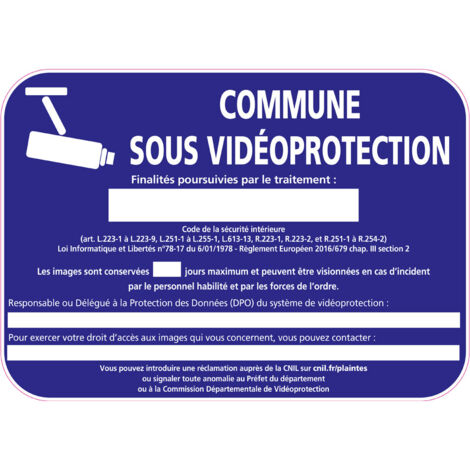 Panneau commune sous video protection (VPV004) Bretagne Classe 1 - 700 x 350 mm