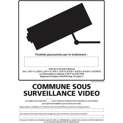 Panneau COMMUNE SOUS VIDEOPROTECTION (I0716) - Adhésif - 150 x 210 mm