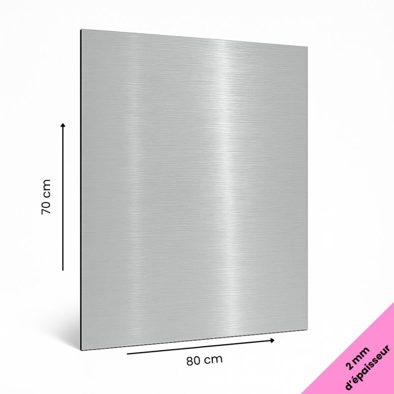 Panneau Composite Aluminium Brossé épaisseur 2 mm. Plaque alu avec au Centre un Polyéthylène (pvc) - 70 x 80 cm (700 x 800 mm)