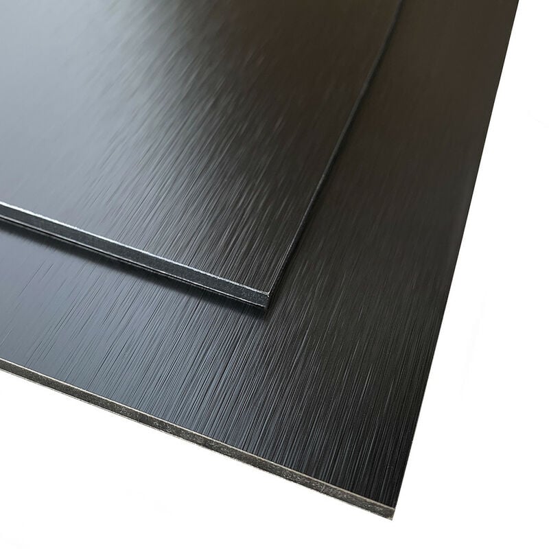 Panneau Composite Aluminium Brossé Noir et Cuivre Reversible 3mm - Plaque alu avec au Centre un Polyéthylène (pvc) - 200 x 400 mm