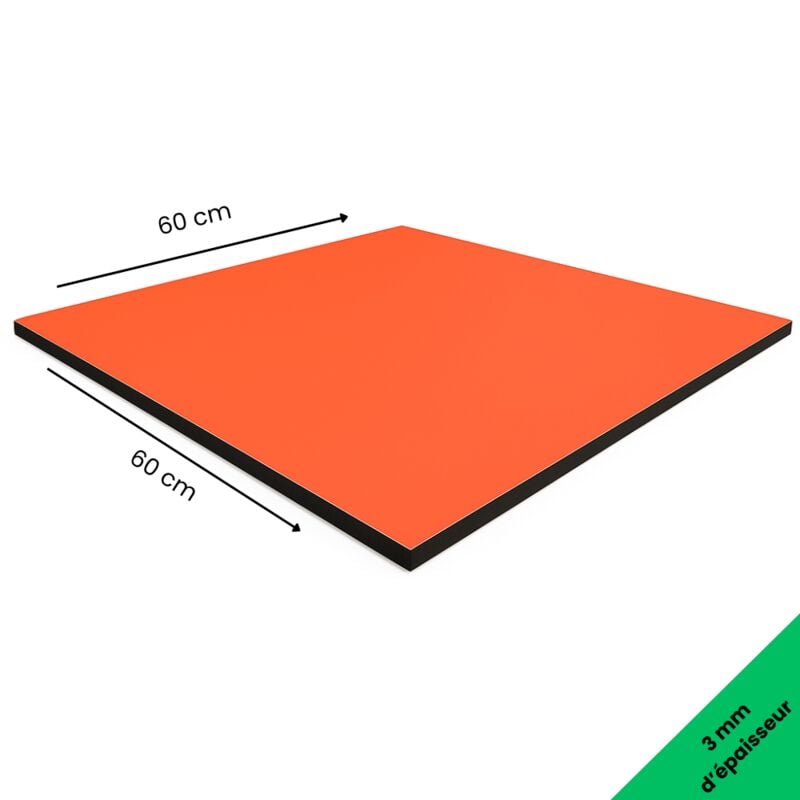 Panneau Composite Aluminium Couleur 3mm. Plaque Aluminium Composite. Plaque Alu - Orange - 600 x 600 mm