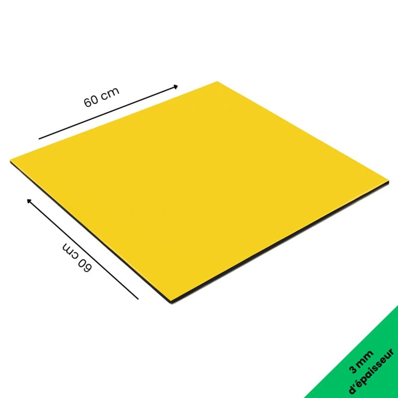 Panneau Composite Aluminium Couleur 3mm. Plaque Aluminium Composite. Plaque Alu - Jaune - 600 x 600 mm