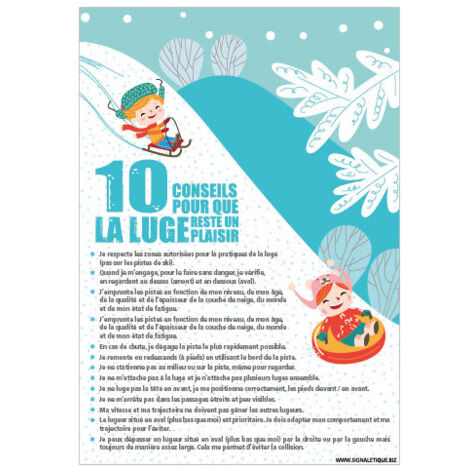 PANNEAU CONSEILS POUR LA PRATIQUE DE LA LUGE (H0428) - Adhésif - 75 x 105 mm