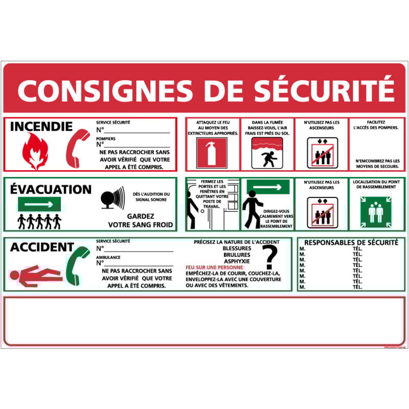 Panneau consignes de sécurité – Affichage obligatoire – Aluminium 2 mm – 210 x 300 mm