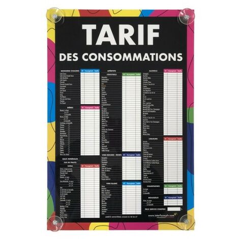 Panneau CONSOMMATIONS COURANTES moderne 60x40 cm avec fixation ventouses